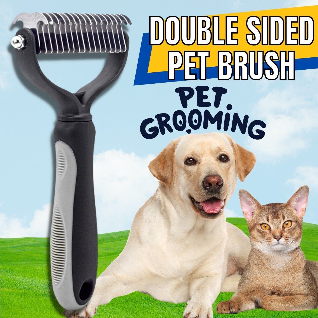 Pet Deshedding Brush Dog Cat Hair Remover Mitt Massage Brush Grooming