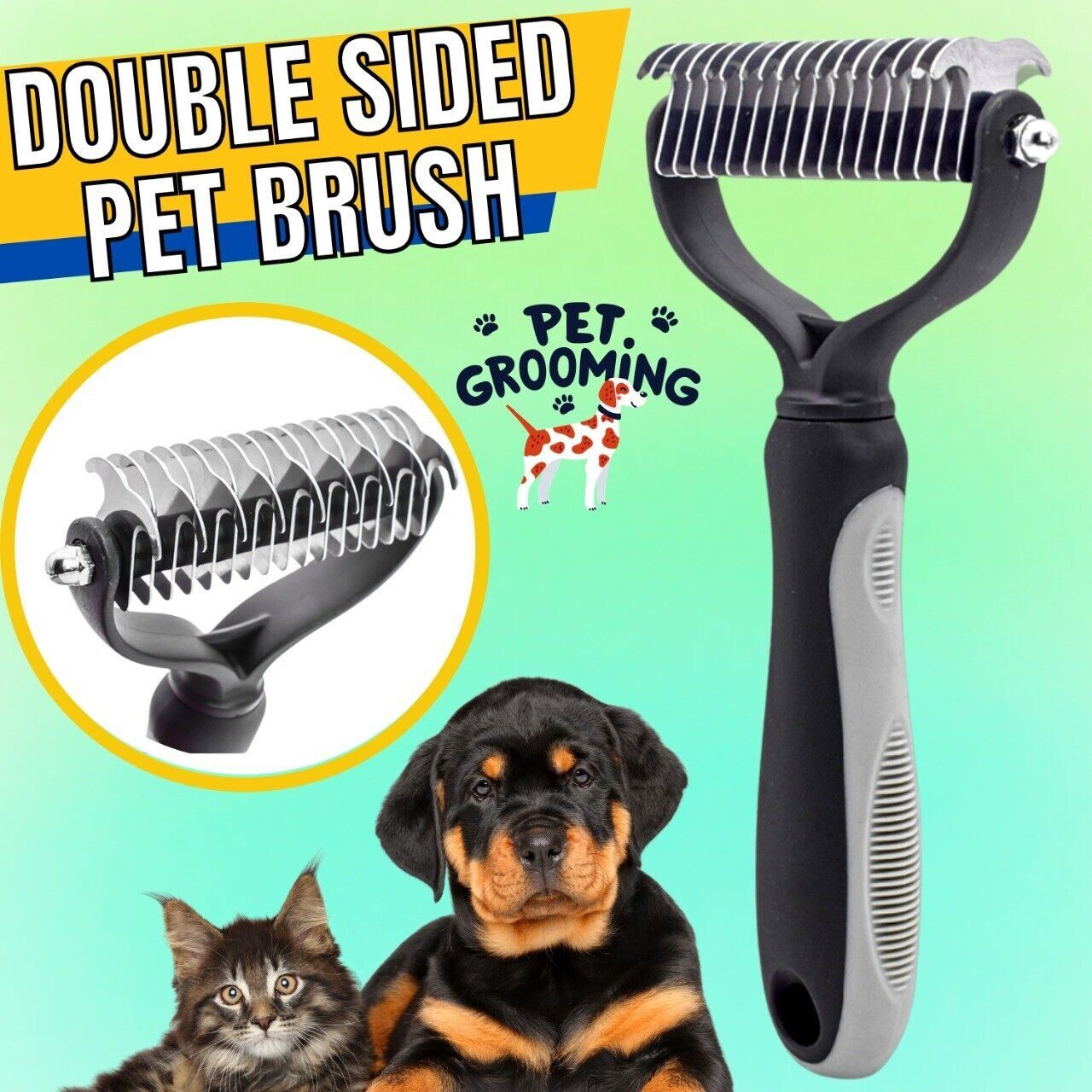 Pet Deshedding Brush Dog Cat Hair Remover Mitt Massage Brush Grooming