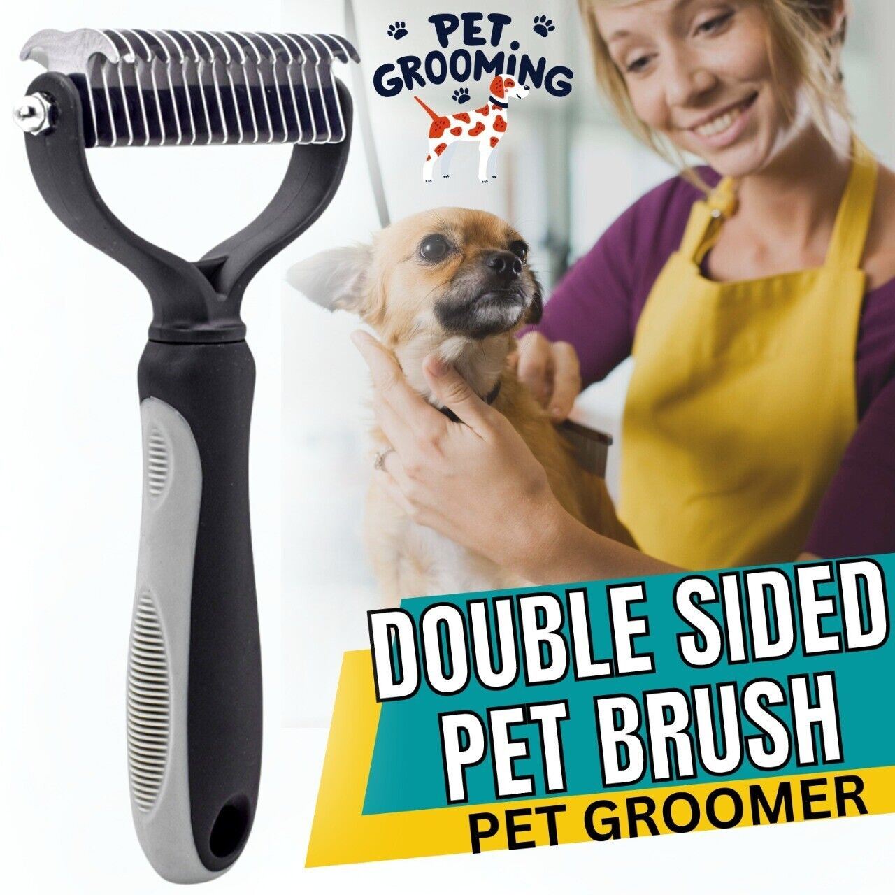 Pet Deshedding Brush Dog Cat Hair Remover Mitt Massage Brush Grooming